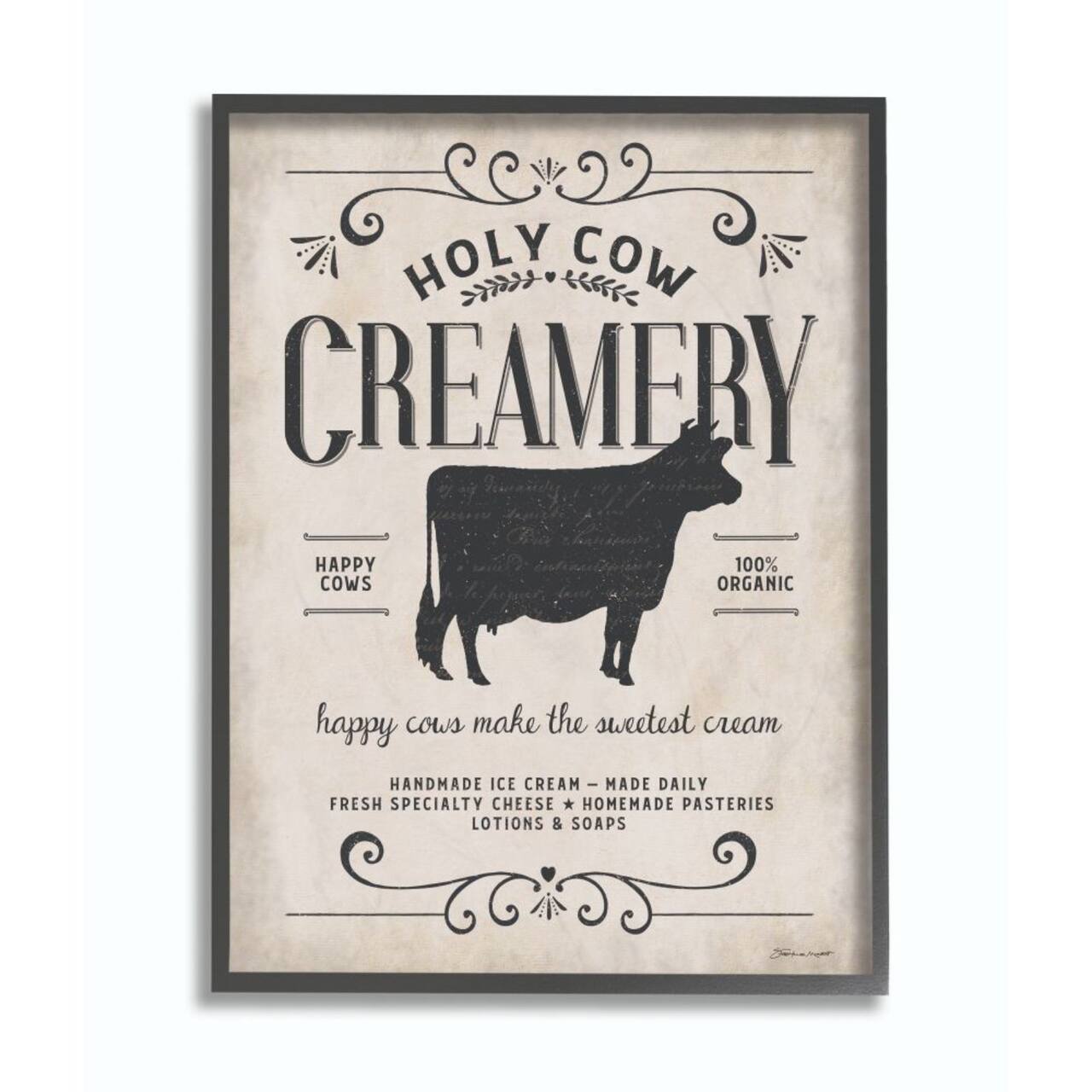 Stupell Industries Creamery Cow Black Framed Wall Art